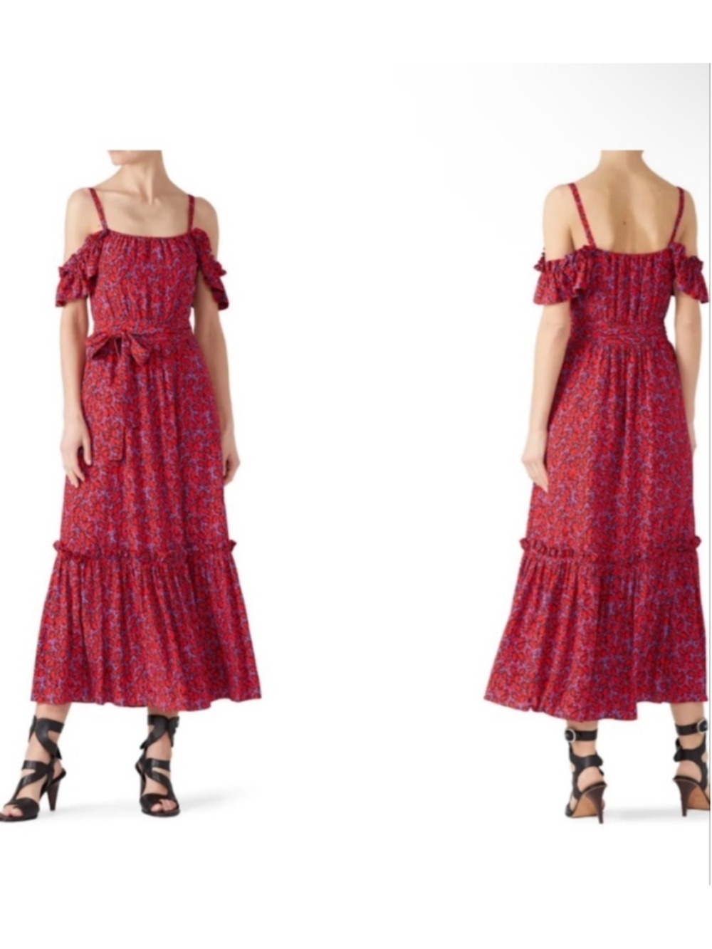 Women's DEREK LAM 10 CROSBY Red Purple Floral Maxi Dress 8